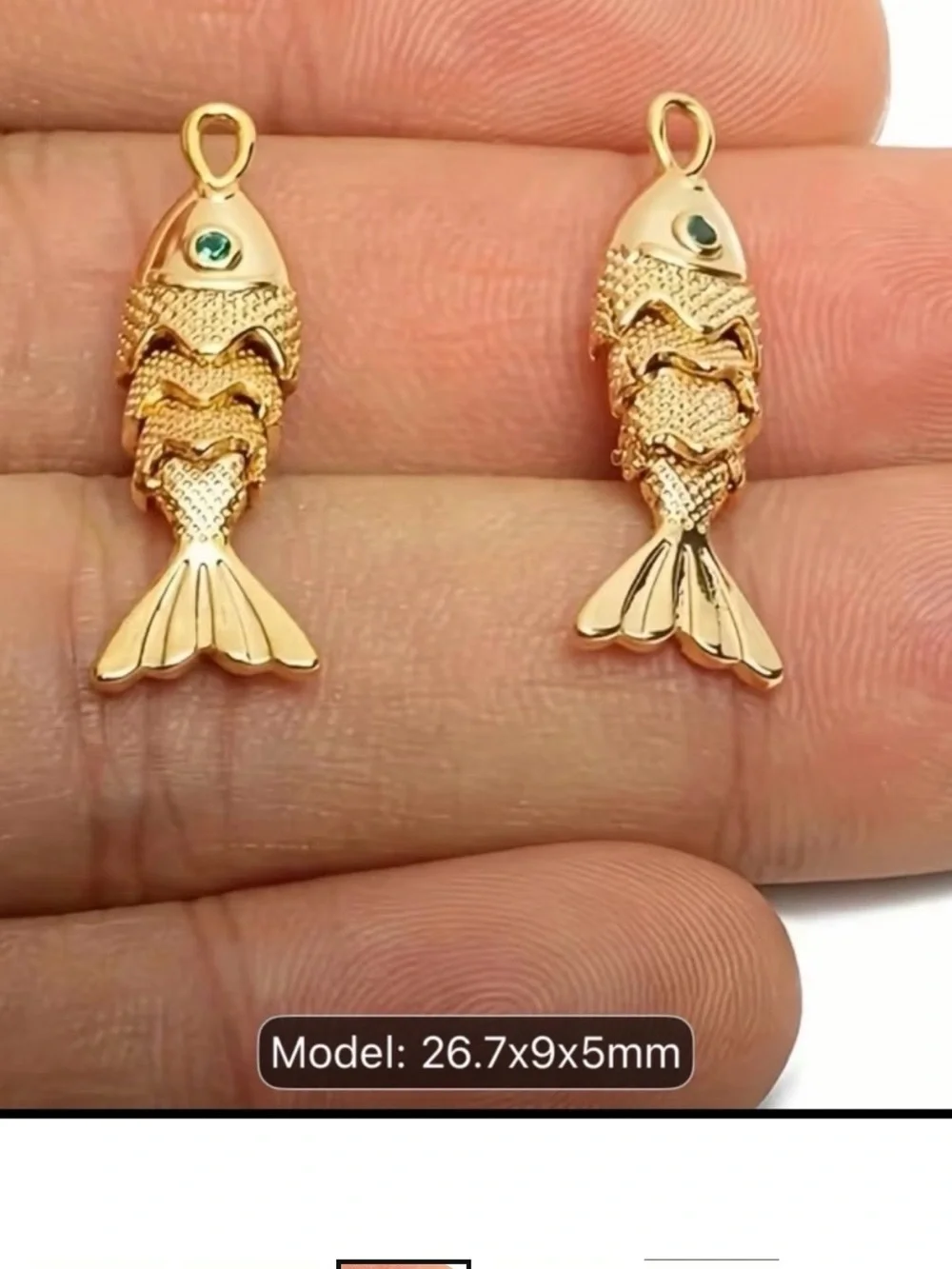 Gold Fish Pendant Charm - Gold Color